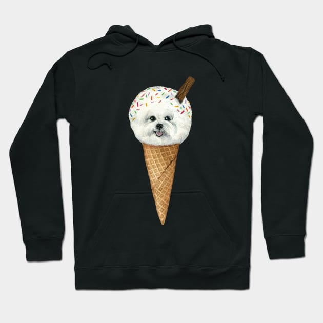 Bichon Frise Ice Cream Dog Hoodie by Tasmin Bassett Art